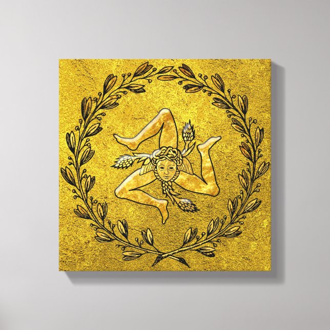 Toile Sicilienne Trinacria Olive Wreath in Gold (Recto)