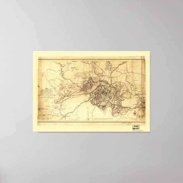Toile Siège de Atlanta Map, 19 juillet-26 août 1864 (Recto)