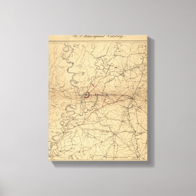 Toile Siège de Vicksburg - Guerre civile Carte panoramiq (Recto)