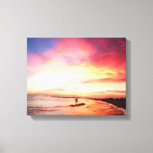 Toile Siesta Key Florida, Nuit d'été, coucher du soleil