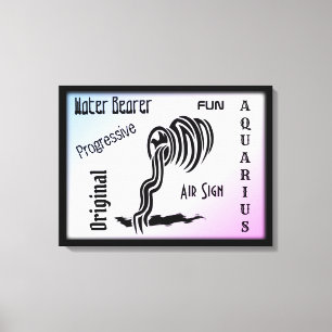 Toile Signe du zodiaque Verseau et symbole encadré