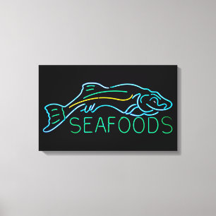 Toile Signe néon de poisson de mer