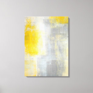 Toile 'Silence' Gris et Jaune Art Abstrait Imprimer