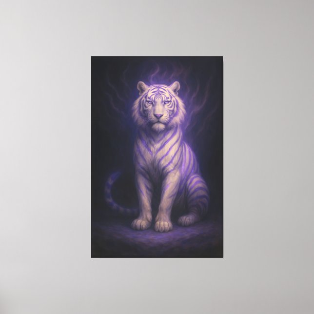 Toile Silent Awakening White Tiger – Blue Spirit Core (Recto)