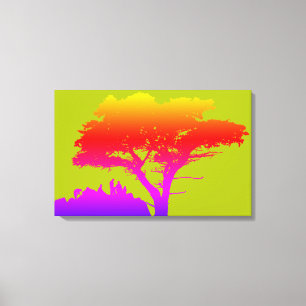 Toile Silhouette colorée Famille Grand Arbre des années 