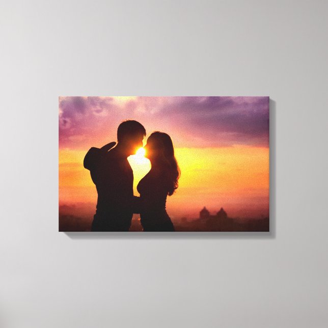 Toile Silhouette Couple Au coucher Du Soleil (Recto)