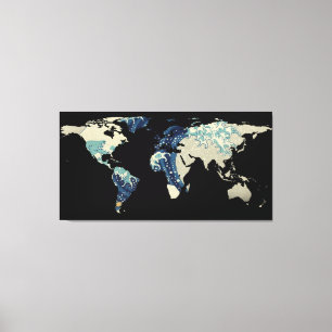 Toile Silhouette de carte du monde - la grande vague