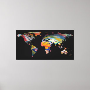 Toile Silhouette de carte du monde - un monde abstrait