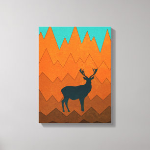 Toile Silhouette de cerf Automne coloré Abstrait