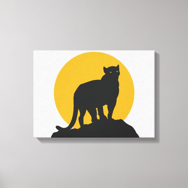 Toile Silhouette de coucher de soleil de panthère noire (Recto)