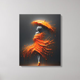 Toile Silhouette de parapluie orange Impasto