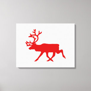Toile Silhouette de renne / caribou rouge