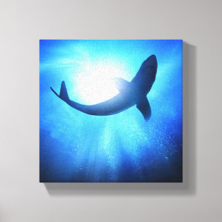 Toile Silhouette de requin de l'océan profond