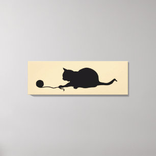 Toile Silhouette du chat en jeu