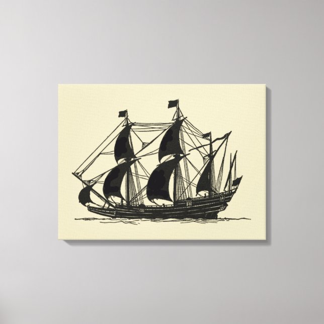 Toile Silhouette du navire avec voiles de billage (Recto)