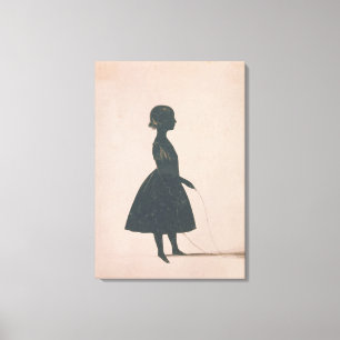 Toile Silhouette d'une fille avec une corde à sauter
