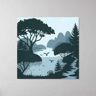 Toile Silhouette Serene Lakeside