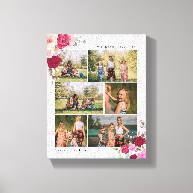 Toile Simple B&W Botanical Floral Maman 6 Photo Collage (Recto)