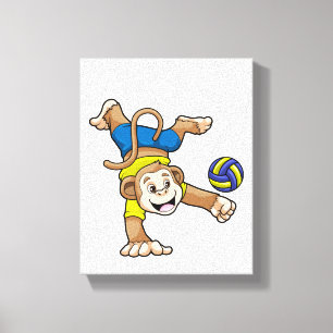 Toile Singe aux sports avec volleyball