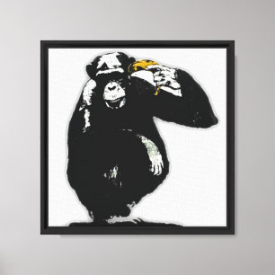 Toile Singe d'art de rue avec une couronne d'or Abstrait