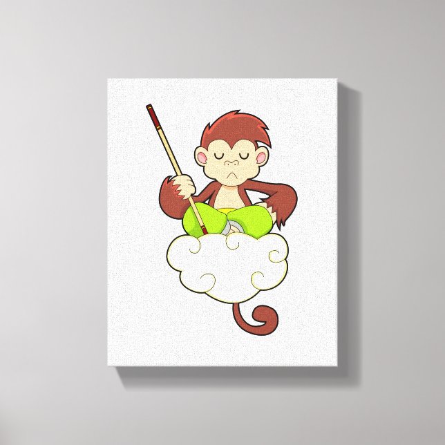 Toile Singe en pattes croisées sur nuages (Recto)