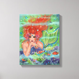 Toile Sirène aux poissons tropicaux par Renee Lavoie