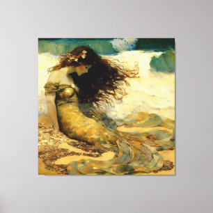 Toile Sirène sur les sables d'or