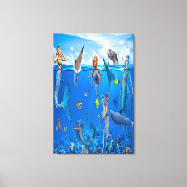 Toile Sirènes avec dauphins (Recto)