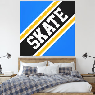 Toile SKATE Gras Bleu Clair Noir Orange Bandes de Course