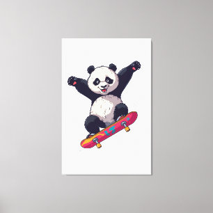 Toile Skater Panda Canvas – Skateboarding Panda Wall Art