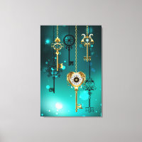 Skeleton Keys on Green Background