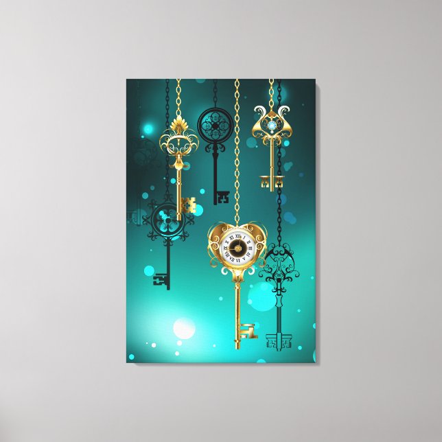 Toile Skeleton Keys on Green Background (Recto)