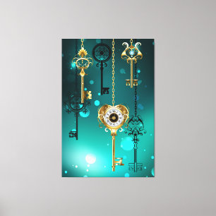 Toile Skeleton Keys on Green Background