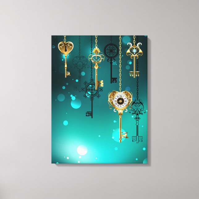 Toile Skeleton Keys on Green Background (Recto)