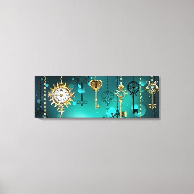 Toile Skeleton Keys on Green Background (Recto)