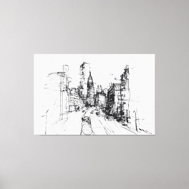 Toile Sketch Cityscape moderne Abstrait - Premium (Recto)