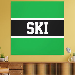 Toile SKI Bold Sportage Vert clair Noir Blanc rayures