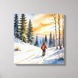 Toile Ski De Fond En Bois D'Hiver