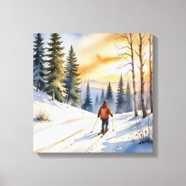 Toile Ski De Fond En Bois D'Hiver (Recto)