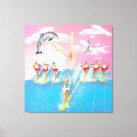 Ski nautique jambes dauphin & Sky Retro Collage