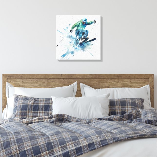 Toile Skier énergique en Blue Jacket - Ski passionnant (Insitu(Chambre))