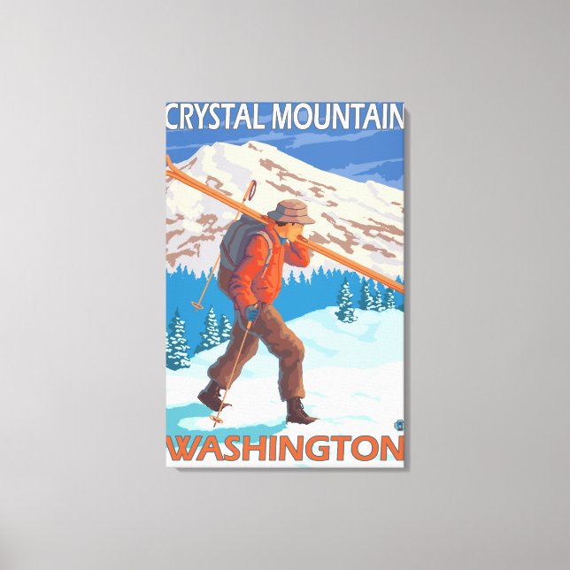Toile Skier transportant ski de neige - Crystal Mountain (Recto)