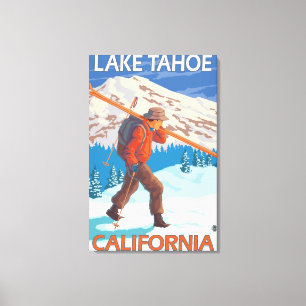 Toile Skier transportant ski de neige - Lac Tahoe, Calif