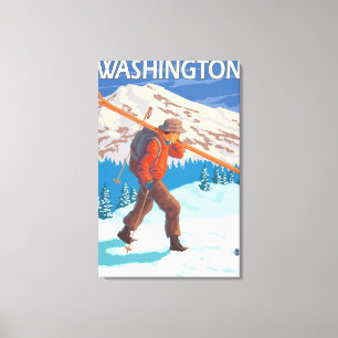 Toile Skier transportant ski de neige - Washington