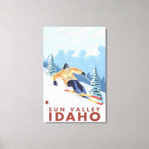 Toile Skieur de neige de Downhhill - Sun Valley, Idaho