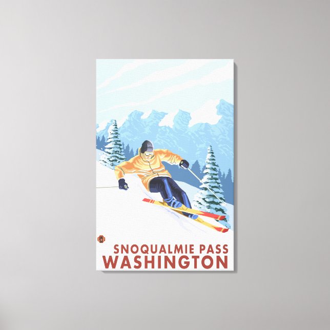 Toile Skieur de neige - Snoqualmie Pass, WA (Recto)