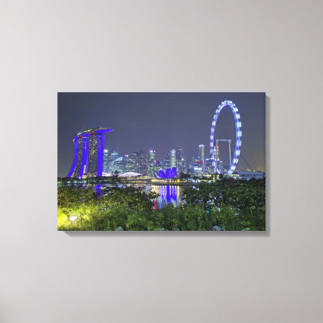 Toile Skyline de Singapour par nuit (Recto)