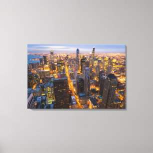 Toile Skyline du centre-ville de Chicago à la tombée de 