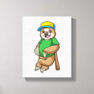 Toile Sloth au baseball avec batte de baseball