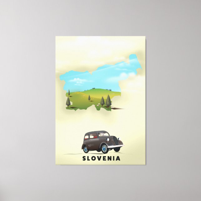 Toile Slovénie Carte illustrée affiche de voyage (Recto)